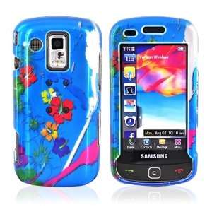  for Samsung Rogue Hard Cover Case RAINBOW FLOWER BLUE 