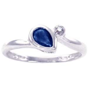  14K White Gold Simply Pear Gemstone and Diamond Promise 