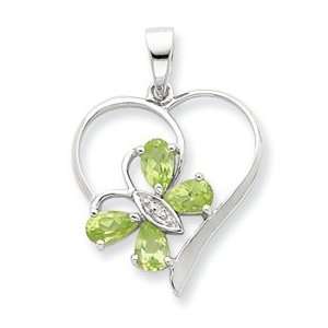   Peridot and Diamond Butterfly Heart Pendant   JewelryWeb Jewelry