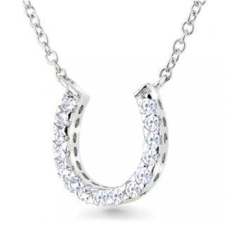XPY Sterling Silver Black and White Diamond Double Horseshoe Necklace 