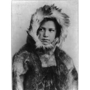   Greenland. A native child in fur parka,Eskimo