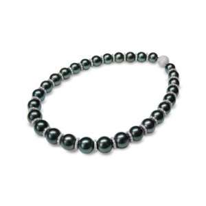  12 x 14mm black Tahitian south sea cultured pearl necklace 