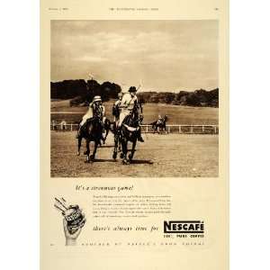  1955 Ad Nescafe Instant Coffee Polo Players Game Horses 