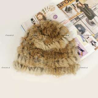 4colors Real REX RABBIT Fur Knit Hat/Scarf/Cape Fashion  