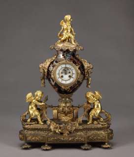 19th C Frecnch Ormolu Bronze & Porcelain Clock  
