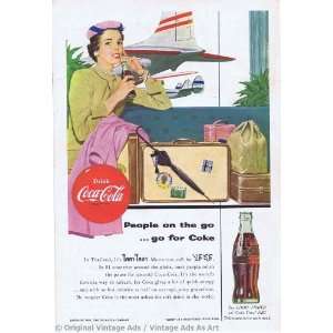   on the go, go for coke travelling lady Vintage Ad 