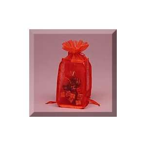  12ea   4 1/2 X 4 1/2 X7 Red Mesh Rectangular Fabric Bag 