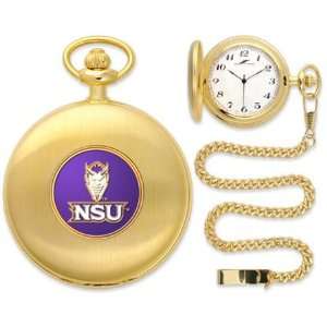 Northwestern State Demons NSU NCAA Gold Pocket Watch  