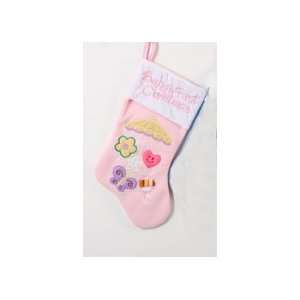  16 Babys First Pink Christmas Stocking with Multi Fabric 