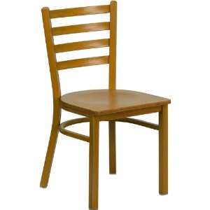  Series Natural Ladder Back Metal Restaurant Chair with Natural Wood 