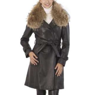  Jessie G. Womens New Zealand Lambskin Leather Trench Coat 