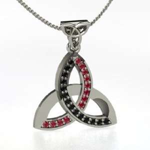   with Gems, Sterling Silver Necklace with Black Diamond & Ruby Jewelry