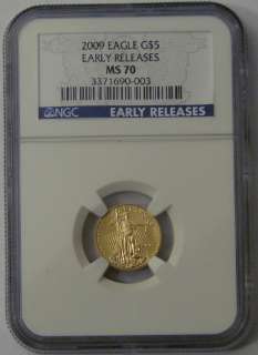 2009 NGC MS70 EARLY RELEASE $5 AMERICAN GOLD EAGLE COIN  