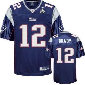  2012 Super Bowl Patriots #12 Brady blue jerseys size 48 56 fast 