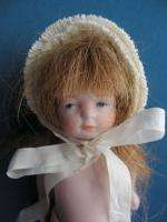 antique ALL BISQUE GIRL DOLL painted features GERMANY wire joints 
