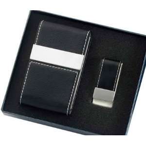  Black Metal Card Case & Money Clip Gift Box Everything 