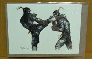 Muay Thai Boxing Vintage Artwork R Kick Greetings card  