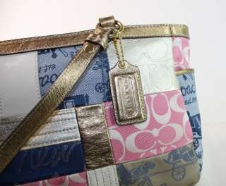   COACH PATCHWORK TOTE PINK BLUE WHITE MULTICOLOR 17098 $398 NWT  