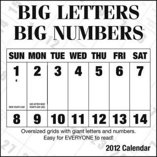 Big Letters Big Numbers 2012 Wall Calendar  