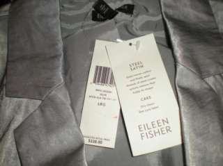 NWT Eileen Fisher Steel Satin Notch Collar Tie Front Dressy Jacket XL 