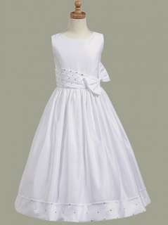 961 Girls First Communion Satin Dress w/ Rhinestone Accents 5 6 7 8 10 