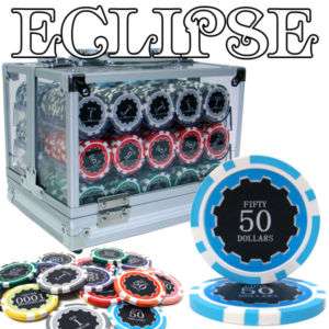 600 Acrylic Carrier Eclipse Poker Chip Set FREE BOOK  