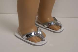 SILVER Thong Type Flip Flops FOR American Girl Doll♥  