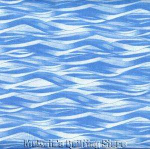 WATER~Waves~OCEAN~SSI Landscape Fabric~Med. BLUE~FQ  
