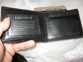 Perry Ellis Italian Leather Passcase Billfold Wallet,Bk  