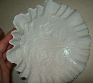 IMPERIAL MILK GLASS OPEN ROSE PATTERN BOWL/DISH GREAT  