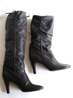   MORRISON~BLACK LEATHER KNEE HIGH PIRATE SCRUNCH BOOTS~HEELS~10.5