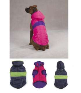 Brite Stripe Parkas For Dogs   Pink/Purple or Navy/Green
