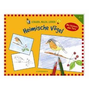 Buch Heimische Vögel Malen Stickern und Rätzel Liefermenge  5 