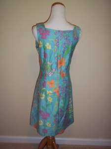 Lilly Pulitzer Sundress dress 100% Cotton Blue Flowered Size 8 Lined 