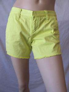 New HURLEY Lowrider Bright Yellow Denim Shorts Sz 0 NWT  