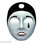   UNISEX PIEROT LADY FANCY DRESS MASQUERADE DRAMA MIME MASK WITH TEAR