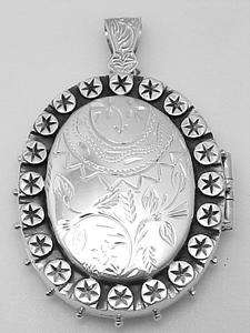 Sterling English Victorian Style Locket Pendant Oval  