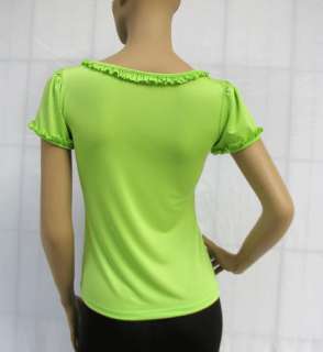 BL60 LIME GREEN KNIT STRETCHY SHIRT TOP BLOUSE SIZE S  