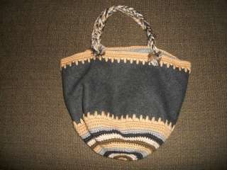OLD NAVY soft cloth purse crocheted bottom handles NEW  