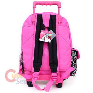   Hello Kitty School Roller Backpack Rolling Bag Black Outline 4