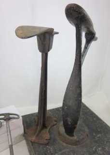 Antique Vintage Cast Iron Shoe Last Wood Stretchers Lot  