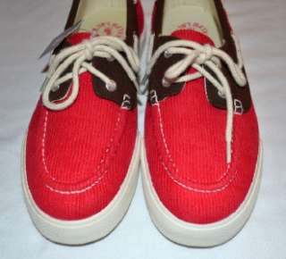   LAUREN Womens Corduroy Lilia BOAT SHOES Size 8 ~Red RV $140  
