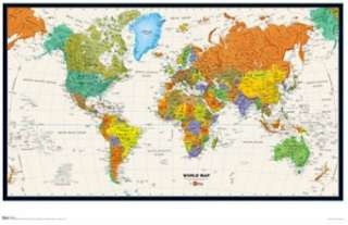 GEOGRAPHY POSTER ~ WORLD MAP COLORS PLANET EARTH  