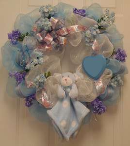Personalized Mesh Baby Boy Wreath New  
