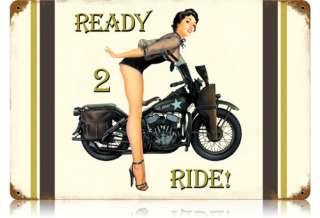 Ready to Ride sexy US Army motorcycle metal sign  