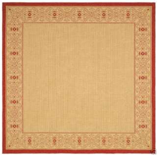 Oceanview Natural/ Red Polypropylene Area Rug 7Square  