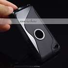 Black Soft Gel Skin S Line Wave TPU Case Cover for Apple iPod Touch 4 