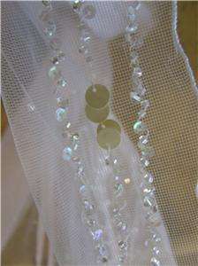 NWT Wedding bridal cap chapel veil w/crystals WHITE/champagne  