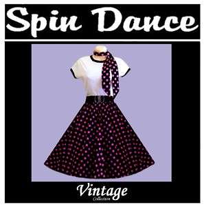 50s Vintage Style Rockabilly Skirt + Scarf Costume  