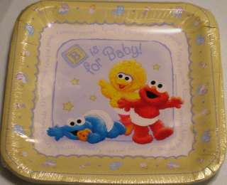 Baby SESAME STREET LARGE LUNCH PLATES ~ Shower Party Supplies 